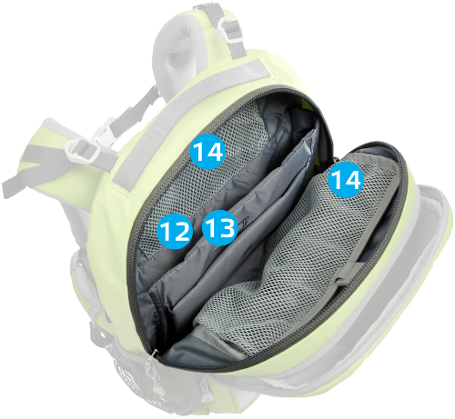 K1- školní batoh top view - komora - 1